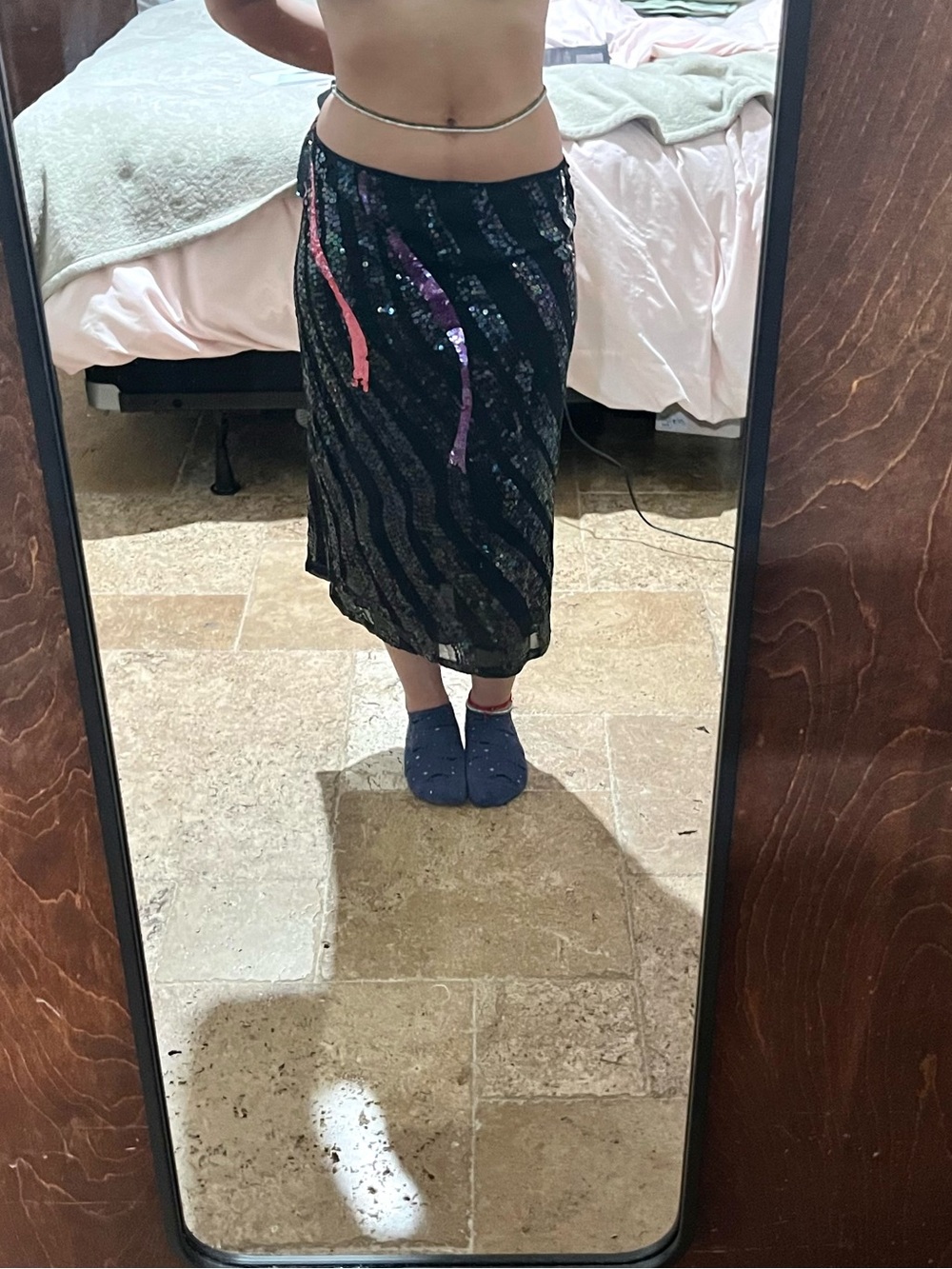 Vintage Neil Bieff Black Sequin Midi Skirt